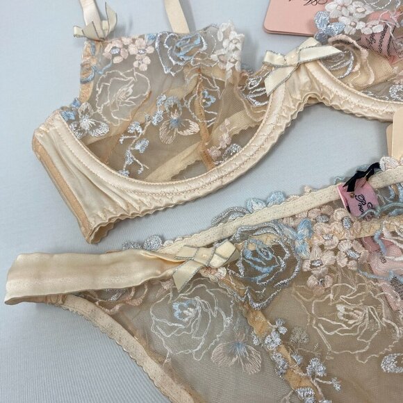 Agent Provocateur Odette Peach Pastel Lurex 36B/4 Set NWT - Picture 12 of 16